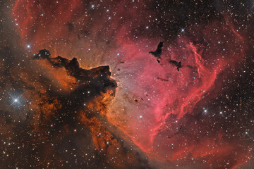 Wall Mural - an image showcasing a nebula where new stars are forming, depicting the birth of celestial bodies wi