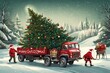 Merry Christmas tree transporter