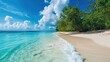 Exotic tropical beach with clear blue water and white sand