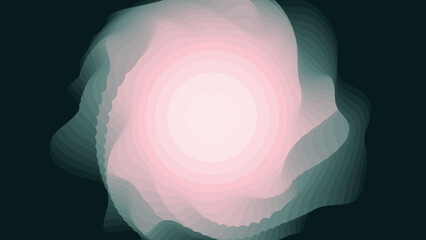 Wall Mural - green to pink paper layers. 3d abstract gradient papercut. colorful origami shape concept