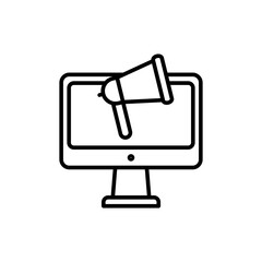 Poster - Online advertising outline icons, minimalist vector illustration ,simple transparent graphic element .Isolated on white background