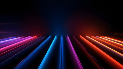 Wall Mural - wallpaper of moving neon lines with high speed affect - cyberspace concept