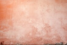 Grunge Wall, Peach Fuzz Trendy Color Concept. Background With Selective Focus And Copy Space