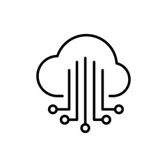 Poster - Cloud network outline icons, minimalist vector illustration ,simple transparent graphic element .Isolated on white background
