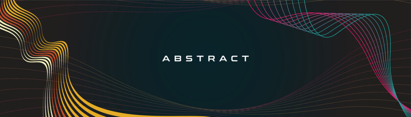 Poster - Abstract background with curved line style in minimalist color. A vector poster with thick line arts in rainbow color.
