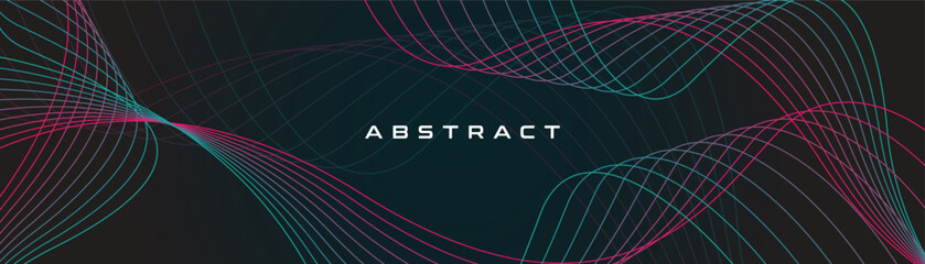 Poster - Abstract background with curved line style in minimalist color. A vector poster with thick line arts in rainbow color.