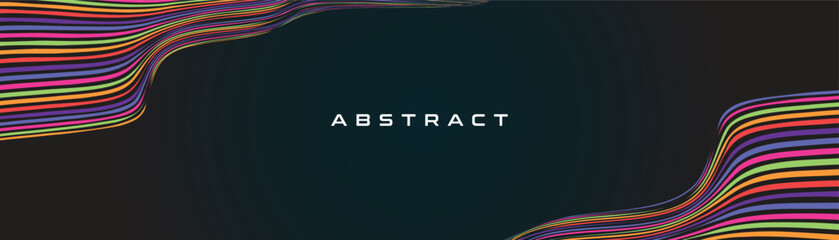 Poster - Abstract background with curved line style in minimalist color. A vector poster with thick line arts in rainbow color.