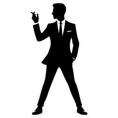 Poster - business man pose vector silhouette, A Professional business man Various Pose silhouette