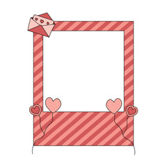 Fototapete - Valentine heart photo frame with valentine decoration. Vector illustration.