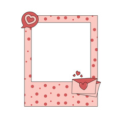 Fototapete - Valentine heart photo frame with valentine decoration. Vector illustration.