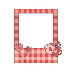 Fototapete - Valentine heart photo frame with valentine decoration. Vector illustration.