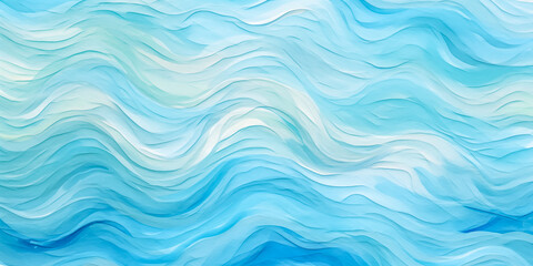 Wall Mural - Abstract water ocean wave, blue, aqua, teal, turquoise happy cartoon texture. Wave for pool party or ocean beach travel. Web banner backdrop, background copy space graphic for text by Vita