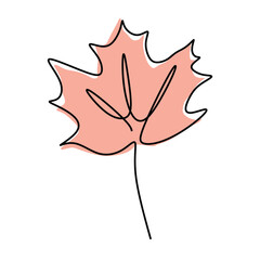 Wall Mural - Maple leaf continuous line art drawing