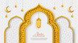 Ramadan Mubarak greeting background with Arabic pattern and arabesque decorations