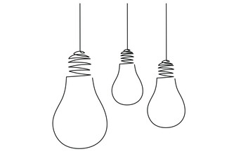 Wall Mural - hanging light bulb. continuous one line drawing