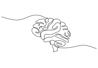 Brain continuous one line drawing