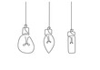 Light bulbs continuous one line art drawing. Concept decor simple bulb