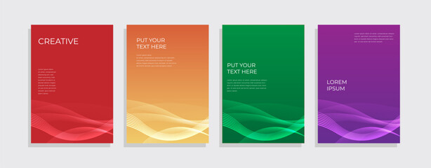 Modern minimalist colorful cover design template with wavy line