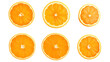 Collection orange slice. Orange isolated on transparent and white background.PNG image.
