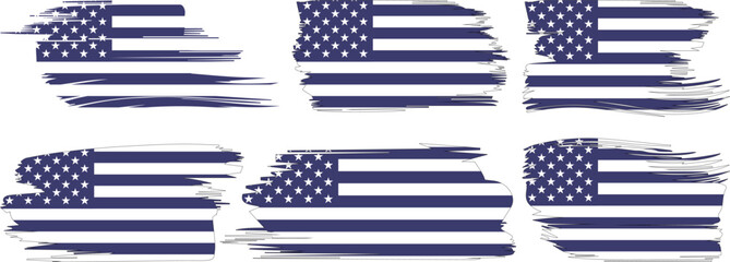 Wall Mural - American Flag Silhouette, grunge USA flag set vector, grunge, flag, silhouette, independence, July, 4th of July, 4th July, flag silhouette