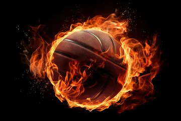 Wall Mural -  background black symbol flame fires basketball Hot