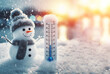 thermometer snow ice winter season snowman weather background - ai generated