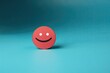 experience customer feedback positive rating space copy background colored blue face Smiling