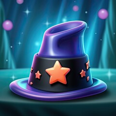 Magic Hat with Stars on Mystical Background