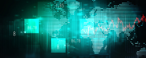 Poster - 2D Digital Abstract Business Networking background

