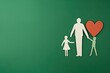 background colored green space copy family heart out cut paper hands holding child one Parents