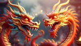 Fototapeta  - Beautiful fantasy dragon. Year of the Dragon according to the eastern horoscope