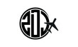 ZDJ three initial letter circle tour & travel agency logo design vector template. hajj Umrah agency, abstract, wordmark, business, monogram, minimalist, brand, company, flat, tourism agency, tourist