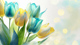 Fototapeta Tulipany - Wiosenne kwiaty tulipany, kartka na życzenia, dekoracja, tło, generative ai