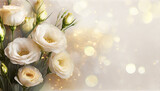 Fototapeta Kwiaty - Kwiaty eustoma, kartka na życzenia, dekoracja, tło, generative ai