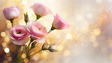 Fototapeta Kwiaty - Kwiaty eustoma, kartka na życzenia, dekoracja, tło, generative ai
