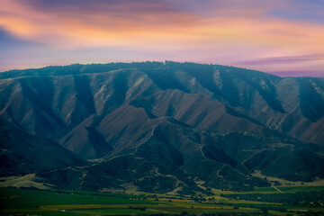 Wall Mural - Beautiful landscape view from road trip California, image of sunset over countryside landscape