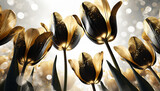 Fototapeta Tulipany - Piękne tulipany, wiosenne kwiaty,  dekoracja scienna, kartka na życzenia, generative ai
