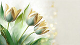 Fototapeta Fototapeta w kwiaty na ścianę - Piękne tulipany, wiosenne kwiaty,  dekoracja scienna, kartka na życzenia, generative ai