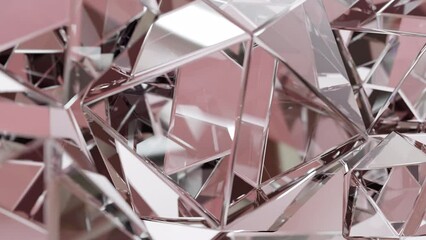 Poster - Elegant background with a polygonal crystal form. A 3D abstraction of a geometric jewelry surface. Background scenes with pink reflection crystals.