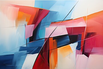 Poster - Bright, multicolored abstraction with combinable elements, background, Illustration for cover, interior design, AI generative.