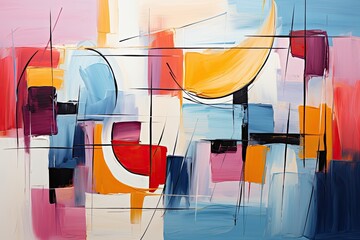 Fototapete - Bright, multicolored abstraction with combinable elements, background, Illustration for cover, interior design, AI generative.