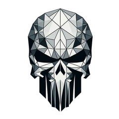 Presenting a low-poly triangular Punisher head in a vector illustration against a Transparent Background. This polygonal style reflects a trendy and modern logo design, making it suitable for printing