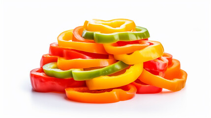 Wall Mural - Vegetables, Sliced Bell Peppers Isolated on White Background. AI Generative