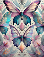 Tapeta Motyle, Bezszwowa, Dekoracja, Ilustracja, Generative Ai	

