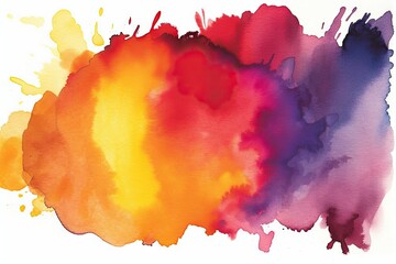 Wall Mural - element design space copy background artistic drawn hand gradient yellow orange red purple background white stain watercolor multicolored