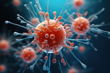 Poster - Medical 3d rendering of antibody. Generative AI.