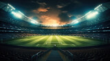 Fototapeta Fototapety sport - Cricket stadium with neon environment. Generative AI.