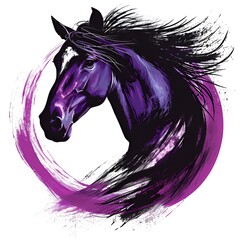 Wall Mural - horse and purple background