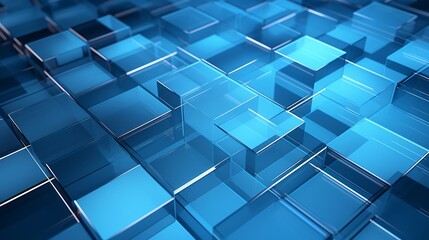 Abstract blue squares technology background. Ethereal blue cubes.