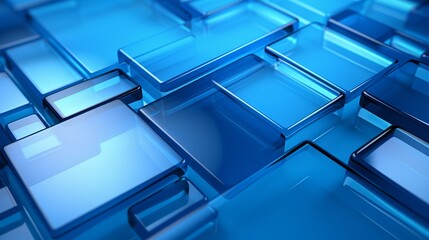 Abstract blue squares technology background. Ethereal blue cubes.